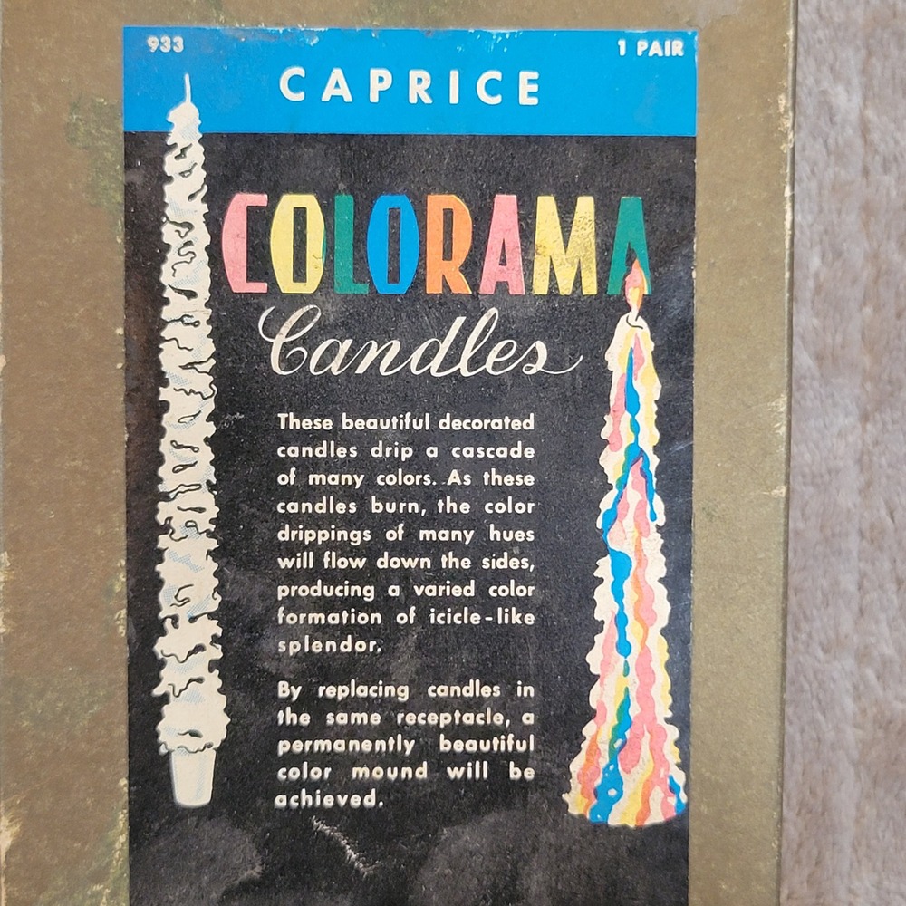 Caprice Colorama Drip Candles 11.5in Multi Color Vintage Icicle Pair